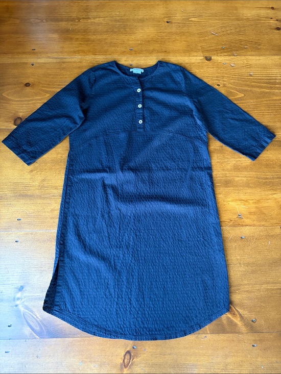 The vermont country store Dresses & Skirts - The Vermont Country Store Textured Cotton 3/4 Sleeve Dress Black Sz M